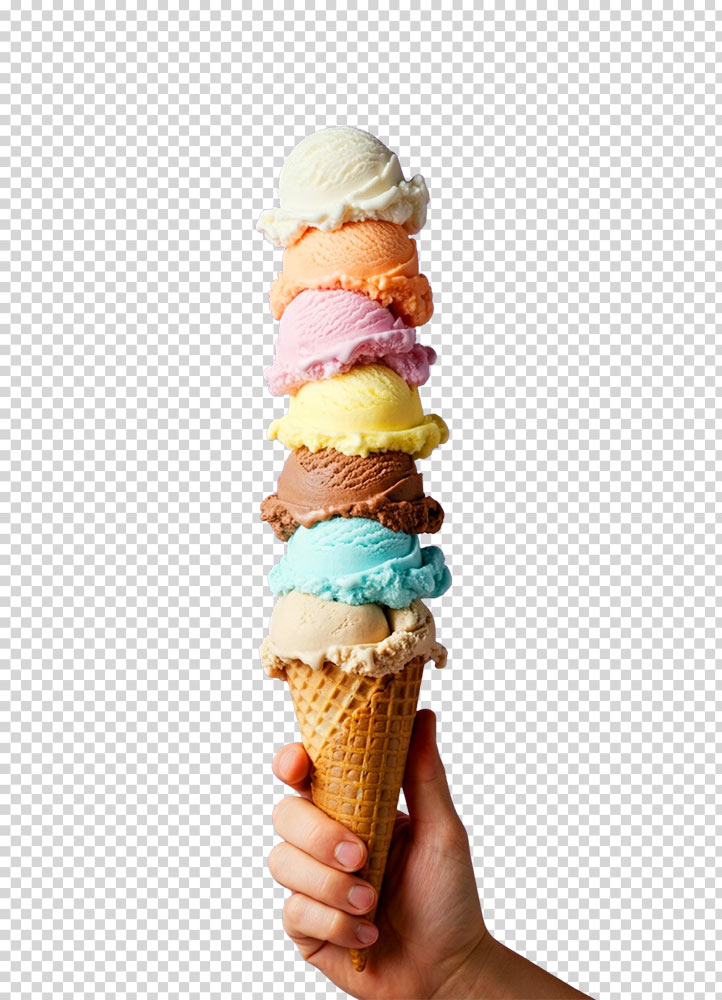 Product photo cutout of an ice cream cone
